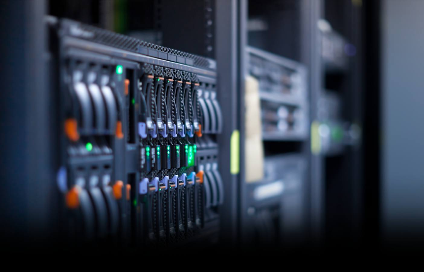Photo of a bank of Hosting Servers